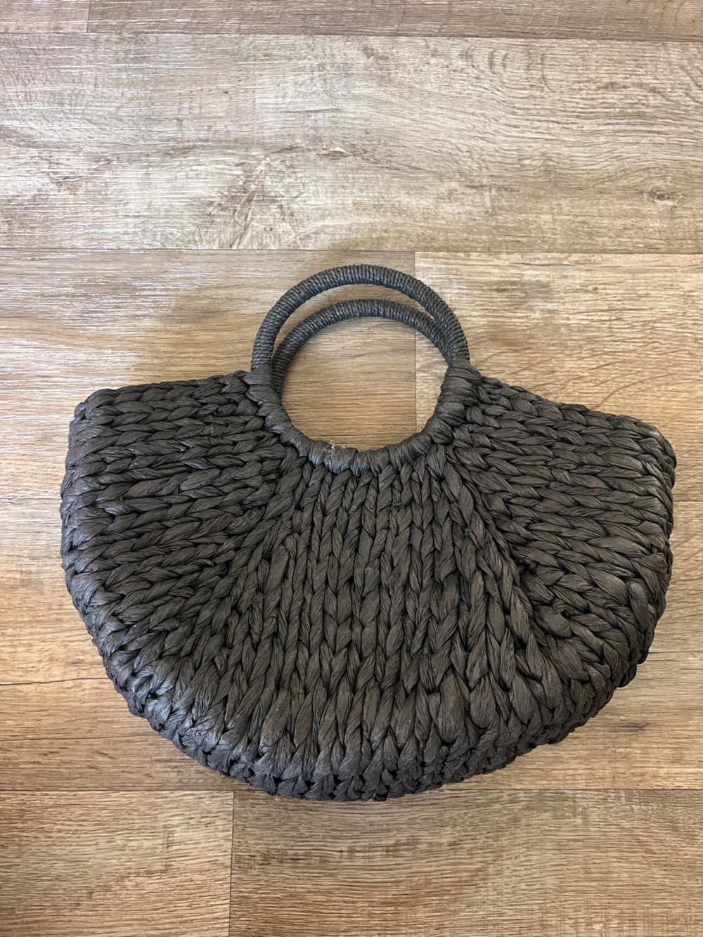 Zara Basic Woven Raffia Straw Handbag in Black - Picture 2 of 7